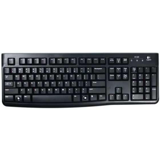 Logitech K120 Wired USB Keyboard, Black - 920-002495