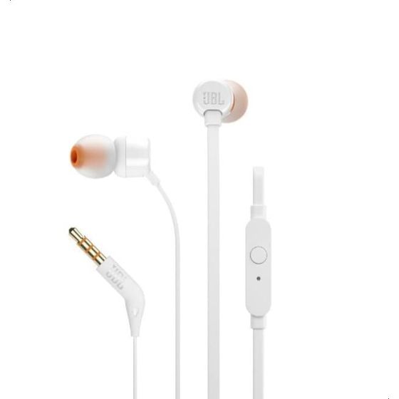 JBL Tune Wired Earphones with Microphone, White - T110