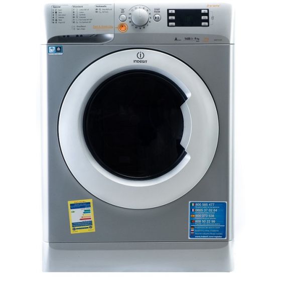 Indesit Front Loading Washing Machine With Dryer, 9 KG, Silver - XWDE961480XSEX