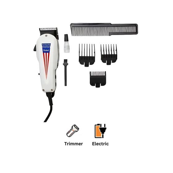 Kemei Electric  Hair Trimmer, White- KM-8845