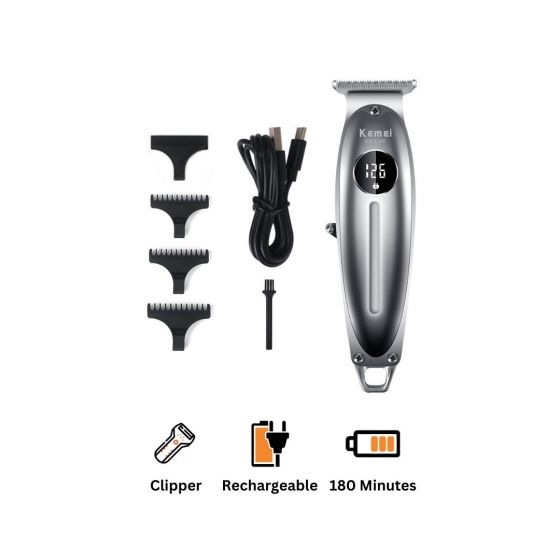 Kemei Professional Hair Clipper, Silver - KM-1948