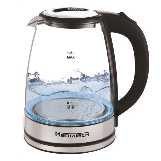 MediaTech Electric Glass Kettle, 1.8 Liters - MT-K100