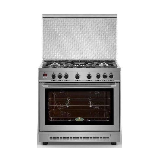 Kiriazi Gas Cooker, 5 Burners, Silver- 90FC9 N SMART