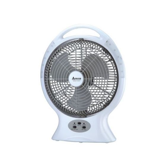 Teco Table Fan, 12 Inch With Rechargeable LED, White- Kl-2612