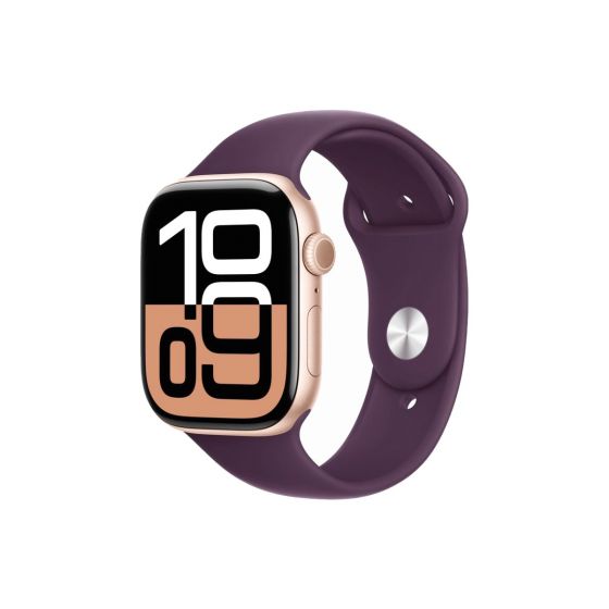 Apple Watch Series 10 42mm, Rose Gold Case With Plum Strap