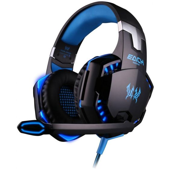 Kotion Wired Over-Ear Gaming Headphones with Microphone, Black Blue - G2000