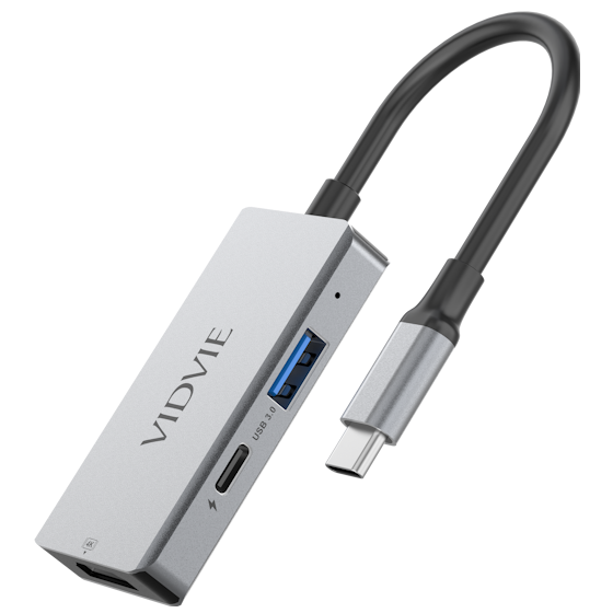 قاعدة شحن USB-C فيدفي Hub04، منفذ طاقة PD بقوة 100 وات، 3 في 1 - رمادي غامق