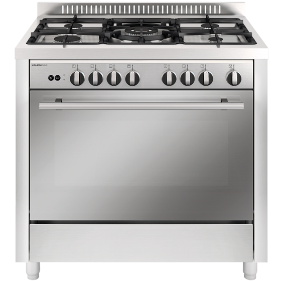 Glem Gas Gas Cooker, 5 Burners, Silver- M965RI
