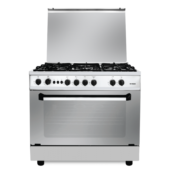 Fresh Master Gas Cooker, 5 Burners, Silver- 10575
