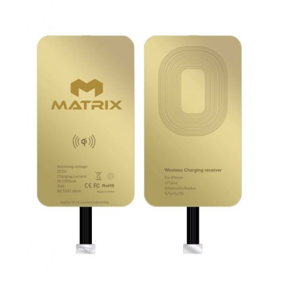 Matrix QI Wireless Charging Receiver For iPhones, Gold