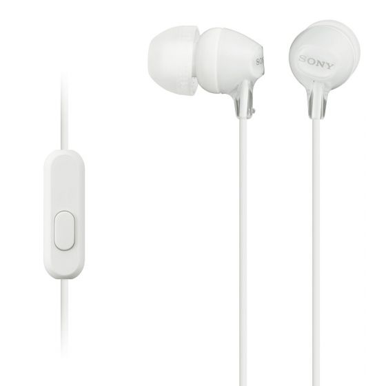 Sony Wired Earphones with Microphone, White - MDR-EX15AP W