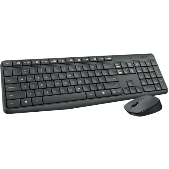 Logitech MK235 Wireless Keyboard and Mouse, Grey - 920-007927