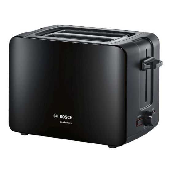 Bosch Toaster, 2 Slices, 1090 Watt, Black - TAT6A113