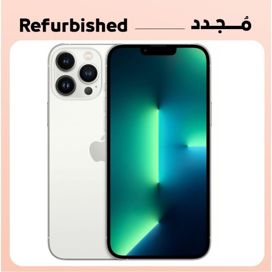 ابل ايفون 13 برو ماكس مجدد بشريحة واحدة، سعة 128 جيجا، رام 6 جيجا، شبكة 5G، فضي، فئة بلاتنيوم- ضمان سنة واحدة