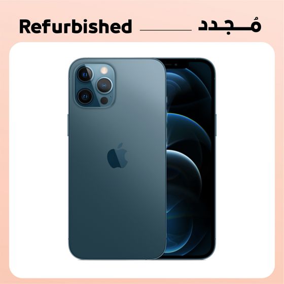 ابل ايفون 12 برو ماكس مجدد، 128 جيجا، شبكة 5G - ازرق باسيفيك، فئة ذهبية، ضمان 12 شهر من التاجر