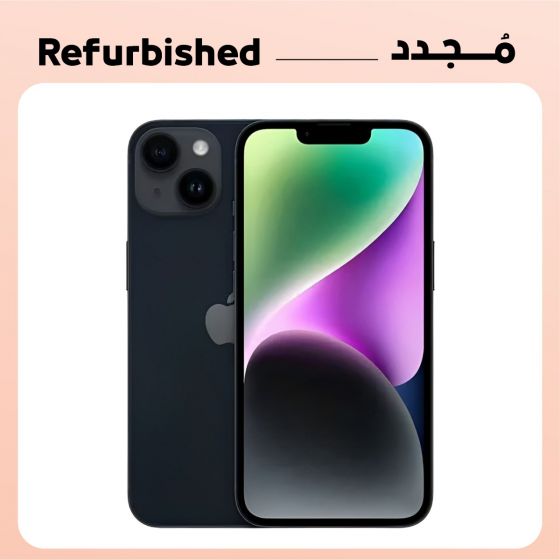 ابل ايفون 14 مجدد، سعة 128 جيجا، 6 جيجا رام، شريحة واحدة، شبكة 4G LTE - ميدنايت، فئة جولد، ضمان 12 شهر