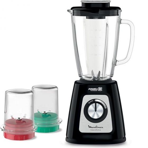 Moulinex Blendforce Countertop Blender with Attachments, 1.75 Liters, 800W, Black - LM4358EG