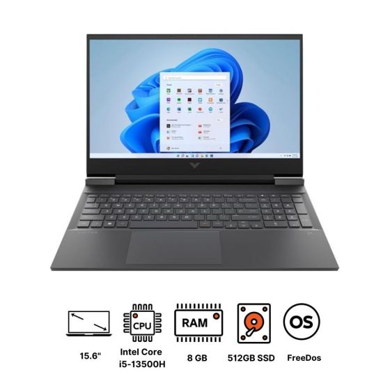 HP Victus 15-FA1043NE Gaming Laptop, Intel Core i5-13500H, 512GB PCIe Gen4 NVMe M.2 SSD, 8GB RAM, 15.6 Inch, FHD IPS 144Hz Display, NVIDIA GeForce RTX 3050 6GB, FreeDOS - Mica Silver