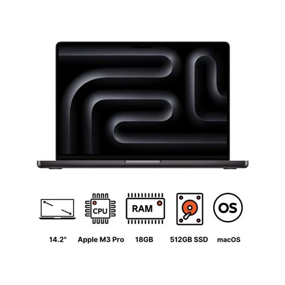 Apple MacBook Pro M3 Pro Chip with 11 Core CPU, 14 Core GPU, 512GB SSD, 18GB RAM, 14.2 Inch Liquid Retina XDR display, macOS - Space Black
