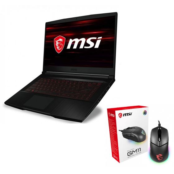لاب توب ام اس اى GF63 ثين 10SCXR، انتل كور i5-10300H، شاشة 15.6 بوصة، 1 تيرا+ 256 جيجا، 8 جيجا رام، كارت شاشة نيفيديا جيفورس GTX 1650 سعة 4 جيجا، فري دوس- اسود مع ماوس ألعاب كلاتش، اسود- GM11