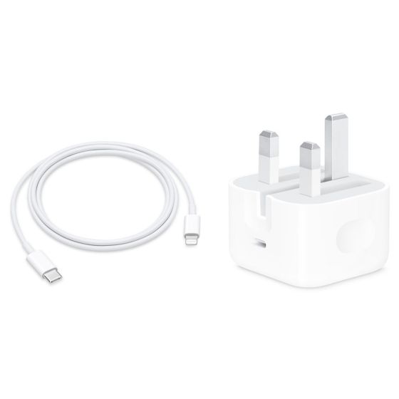 كابل USB فئة C الى لايتنينج ابل، 1 متر - ابيض مع محول طاقة، 20 وات، USB فئة C،  ابيض - MHJF3B-A