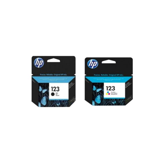 HP Set of Black and Tri-Color Ink Cartridges, Pack of 2 - 123
