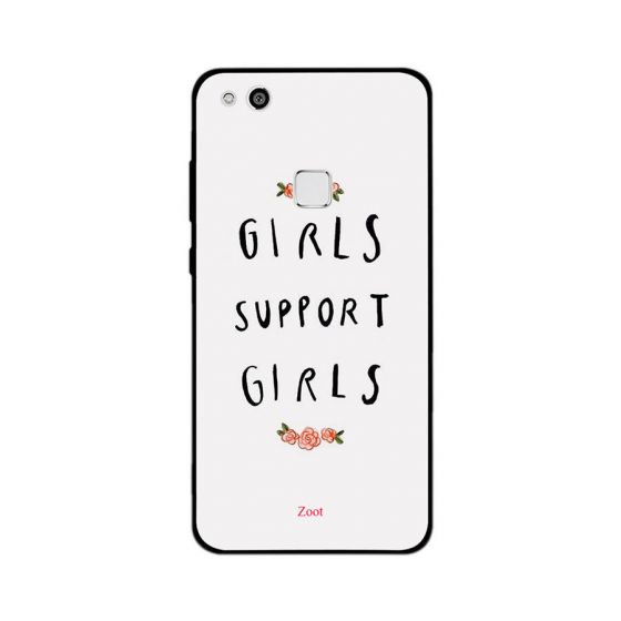 جراب ظهر زووت بطبعة Girls Support Girls لهواوي P10 لايت ، رمادي واسود