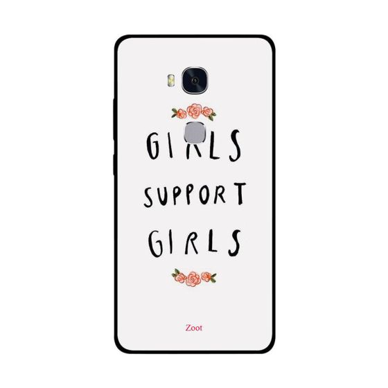 لاصقة زووت بطبعة Girls Support Girls لهواوى اونر 5X ، ابيض و اسود