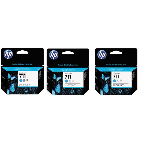 HP 711  Set of 3  Designjet Printer Ink Cartridge- Cyan