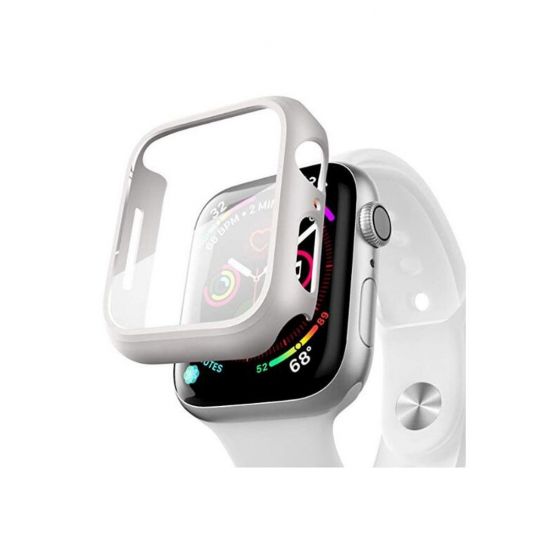 Hyphen Smartwatch Screen Protector for Apple Watch 44mm, Transparent with Silver Frame