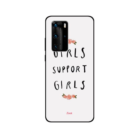 لاصقة بطبعة Girls Support Girls من زووت لهواوي P40 برو ، ابيض واسود