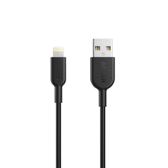 كابل شحن لايتنينج USB انكر باورلاين II، بطول 3 قدم، اسود - A8432H12