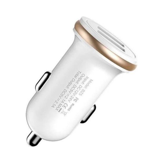 Borofone Car Charger, 2.1 A, 2 Ports, White