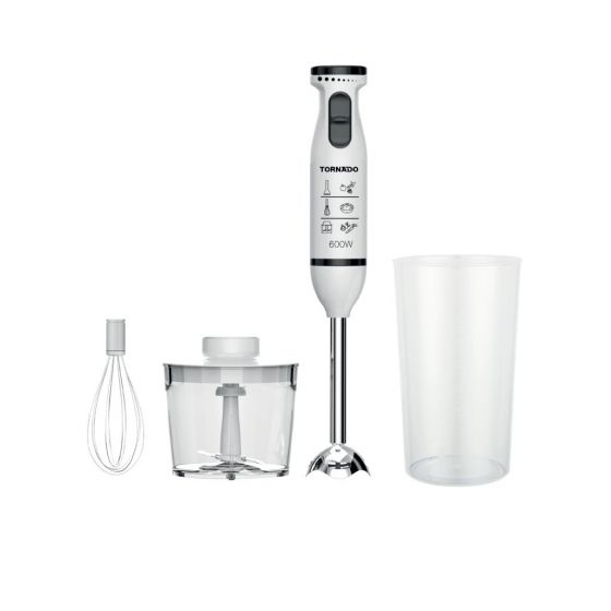 Tornado Hand Blender Set, 0.7 Liter, 600 Watt, White - HB-600GWT