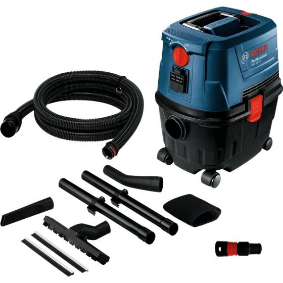 Bosch GAS 15 PS Professional Bagless Wet and Dry Vacuum Cleaner, 1100 Watt - Black and Blue