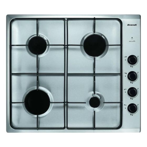 Brandt Built-In Gas Hob, 4 Burners, Stainless Steel, 60 cm - BPE6410XE