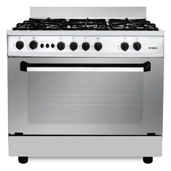 Fresh Plaza Gas Cooker, 5 Burners, Stainless Steel- 8931
