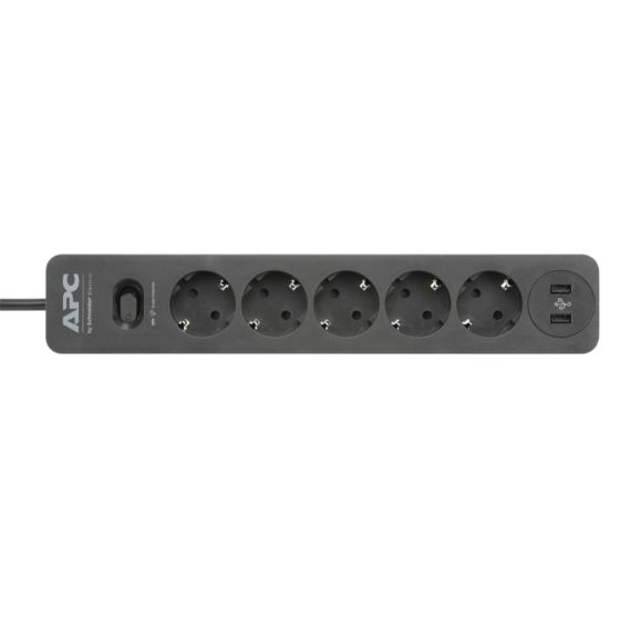 محول ايه بي سي اسينشيال سيرج اريست، 5 مقابس، 2 منفذ USB، قوة 230 فولت، رمادي - PME5U2B-GR