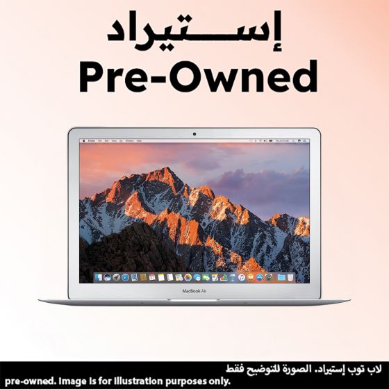 ابل ماك بوك اير 2017 استيراد، انتل كور i5  ثنائي النواة بتردد 2.9 جيجا هرتز، هارد SSD سعة 128 جيجا، رام 8 جيجا، شاشة 13.3 بوصة، كارت شاشة انتل HD جرافيكس 5000، نظام تشغيل MacOS، فضي، فئة A، ضمان 6 أشهر