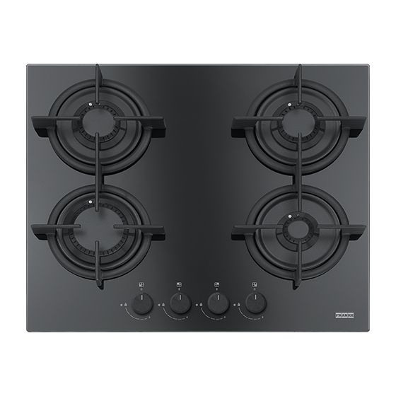 Franke Built-In Gas Hob, 4 Burners, Glass Black, FHCR6044GHEBKC 