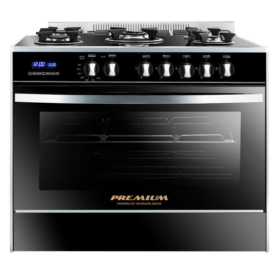 Premium Gas Cooker 5 Burners, Stainless Steel/Black- PRM6090GS-AC-383-IDSH-S-P
