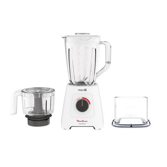 Moulinex Blendforce Countertop Blender with Attachments, 2 Liters, 800W, White - LM42X2EG