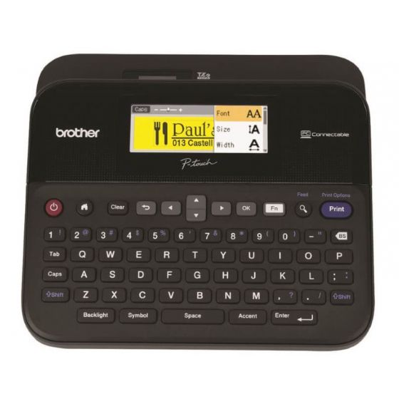 طابعة ملصقات مكتبية احترافية براذر، اسود- PT-D600VP