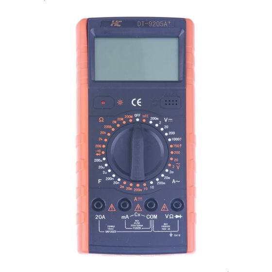 Digital Multimeter, Black and Orange - DT-9205A