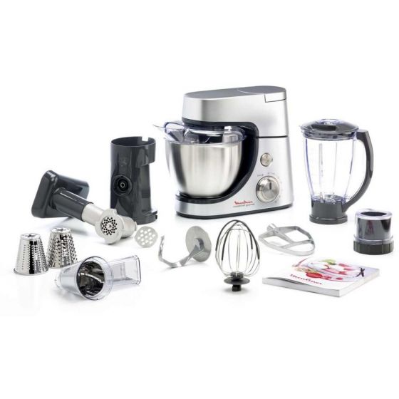 Moulinex Masterchef Kitchen Machine, 900 Watt, Silver - QA503DB1