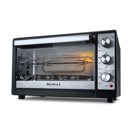 Sonai Electric Oven with Grill, 50 Liter, 2000 Watt, Black and Silver- MAR-5050