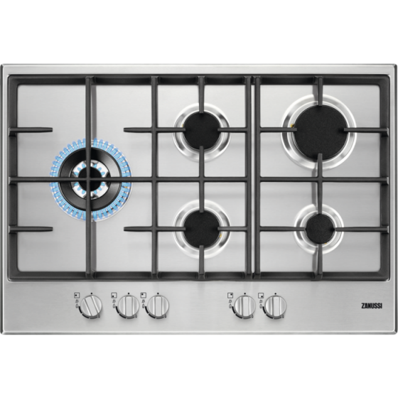  Zanussi Gas Built-In Hob, 5 Burners, Stainless Steel-  ZGH76534XS