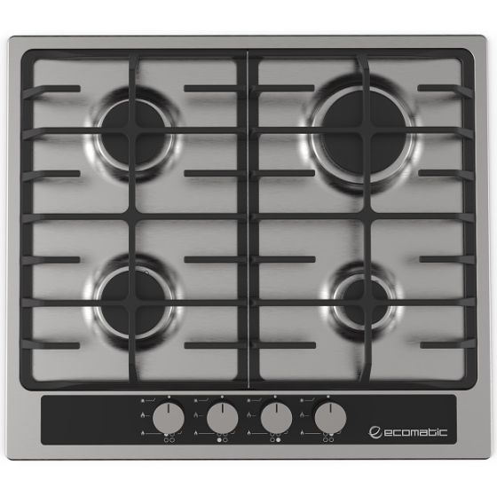 Ecomatic Gas Built-In Hob, 4 Burners, Stainless Steel - S603GBC