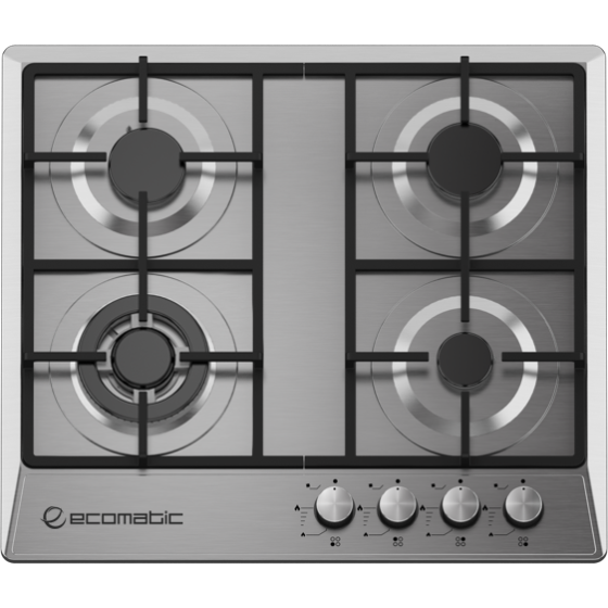 Ecomatic Gas Built-In Hob, 4 Burners, Silver - S603OC