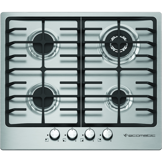 Ecomatic Gas Built-In Hob, 4 Burners, Stainless Steel- S603X